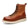 Moda masculina moda festa boate plataforma botas cadarço couro genuíno sapatos cowboy ferramental trabalho bota bonito tornozelo botas hombre