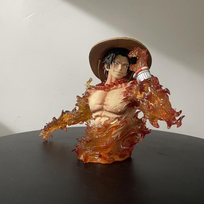 One Piece Portgas D Ace Action Figure Manga One Piece Ace Figurine with Light Anime Peripheral Collection Model Figura GK Statue