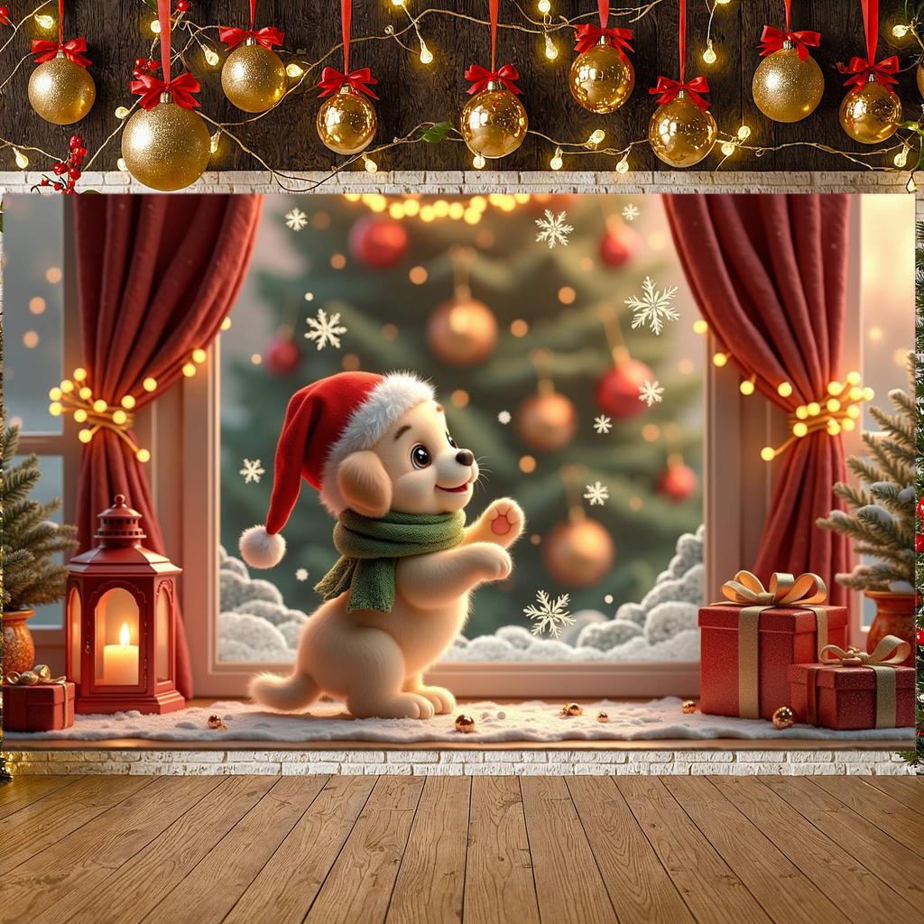 Christmas Banner Gift Box Pattern Christmas Party Banner Pet Christmas Banner Pet Theme For Home Decoration Holiday Celebration