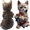 Whimsical Garden Decor Resin Statue Of Cat With Dwarf Handcrafted
