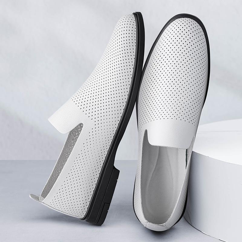 Genuine Leather Men Footwear Slip On Office Man Formal Shoes Wedding Party Men Dress Shoes Breath Driving Lazy Loafers Moccasins