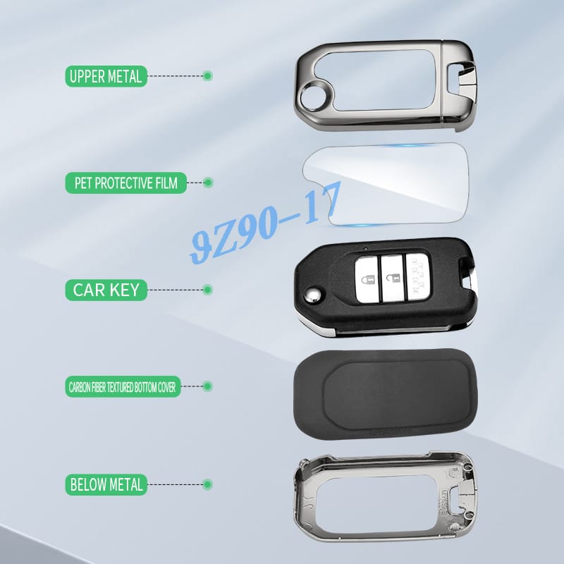 For Honda Accord Civic Cr-V Crv Carbon Fiber Accessories Metal Carbon Fiber Car Key Fob Case Cover Keychain