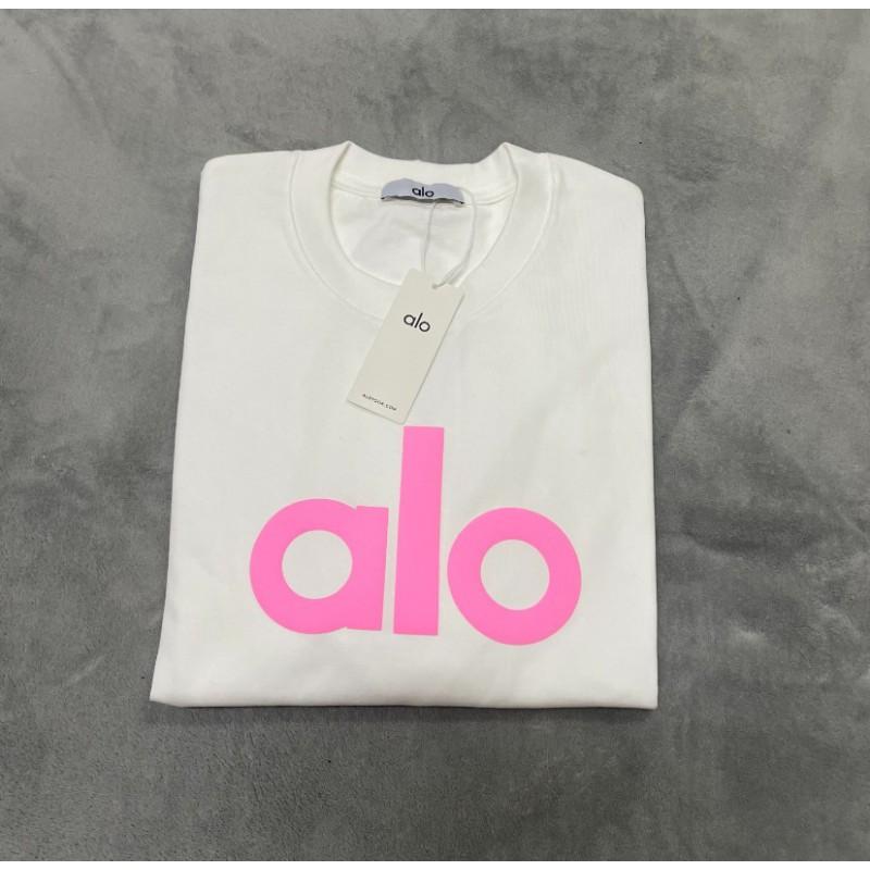 ALO Baumwolle Lockere Passform Unisex Rundhals T-Shirt Streetwear Lässiges Oberteil