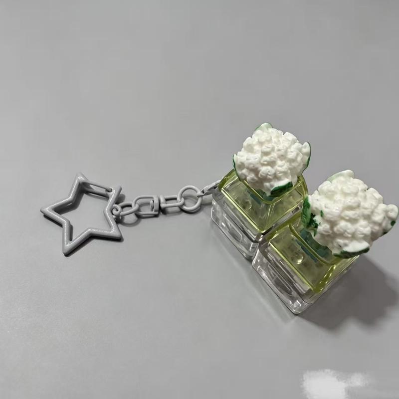 Fruit Keycap Stress Relief Clicker Keychain Mini Vegetable Pendant Keyboard Button Keyring Decompress Fingertip Keyring