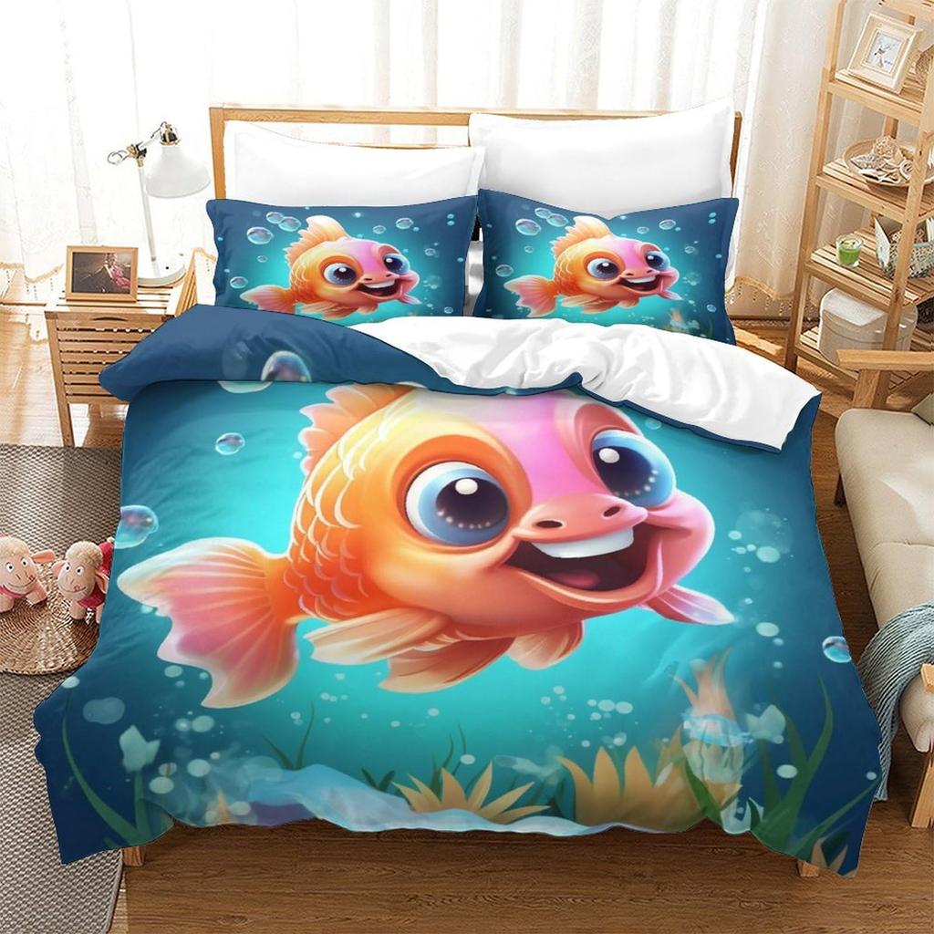 Clownfish Duvet Cover Sets For Kids Queen Size Lightweight Down Quilt Covers Bedroom Decor 2 Pillowcases 1 Duvet Cover No Quilt