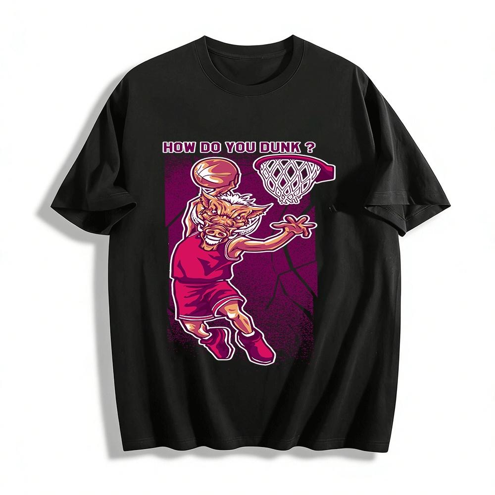 How Do You Dunk Funny Wild Hog Basketball Graphic Tee Pure cotton T-shirt XXS