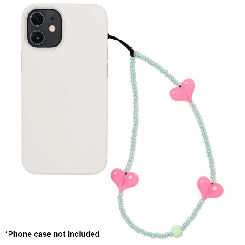 

Beaded Phone Lanyard Glass Bead Heart Decor Phone Chain Anti-Lost,Length: 16cm+5cm SZ-A210007T
