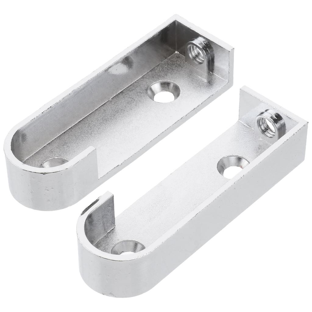 2Pcs Premium Cast Metal Closet Rod End Supports for Oval Hanging Rods Wardrobe Tube Support Bracket Clothes Rod Holder Silver