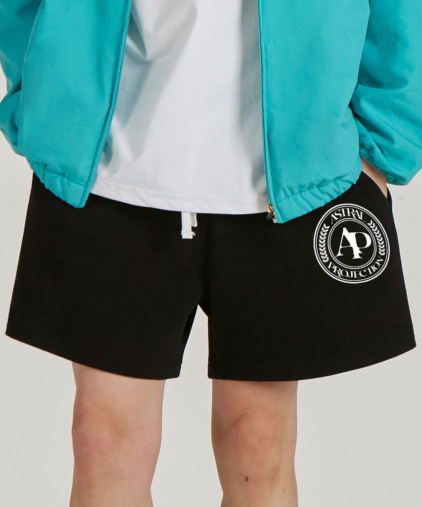 ASTRAL PROJECTION Sporty Emblem Comfortable Waffle Terry Shorts_Black