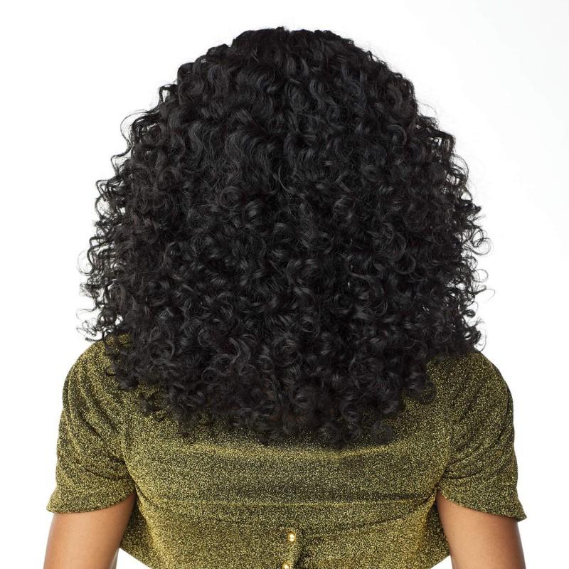 T Lace Front Wig Black Middle Part Short Curly Hair Hand-Tied Small Curls Synthetic Wigs Women