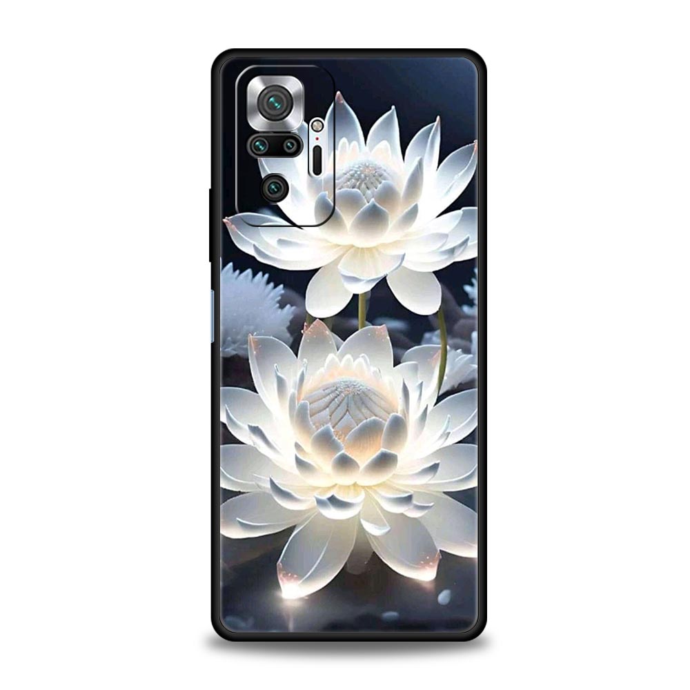 Phone Case For Xiaomi Redmi Note 14 13 12 5G 11 10 Pro Plus 4G 9S 9 14C 13C 12C 10C 9C 9A Soft TPU Cover Luxury Lotus Flower