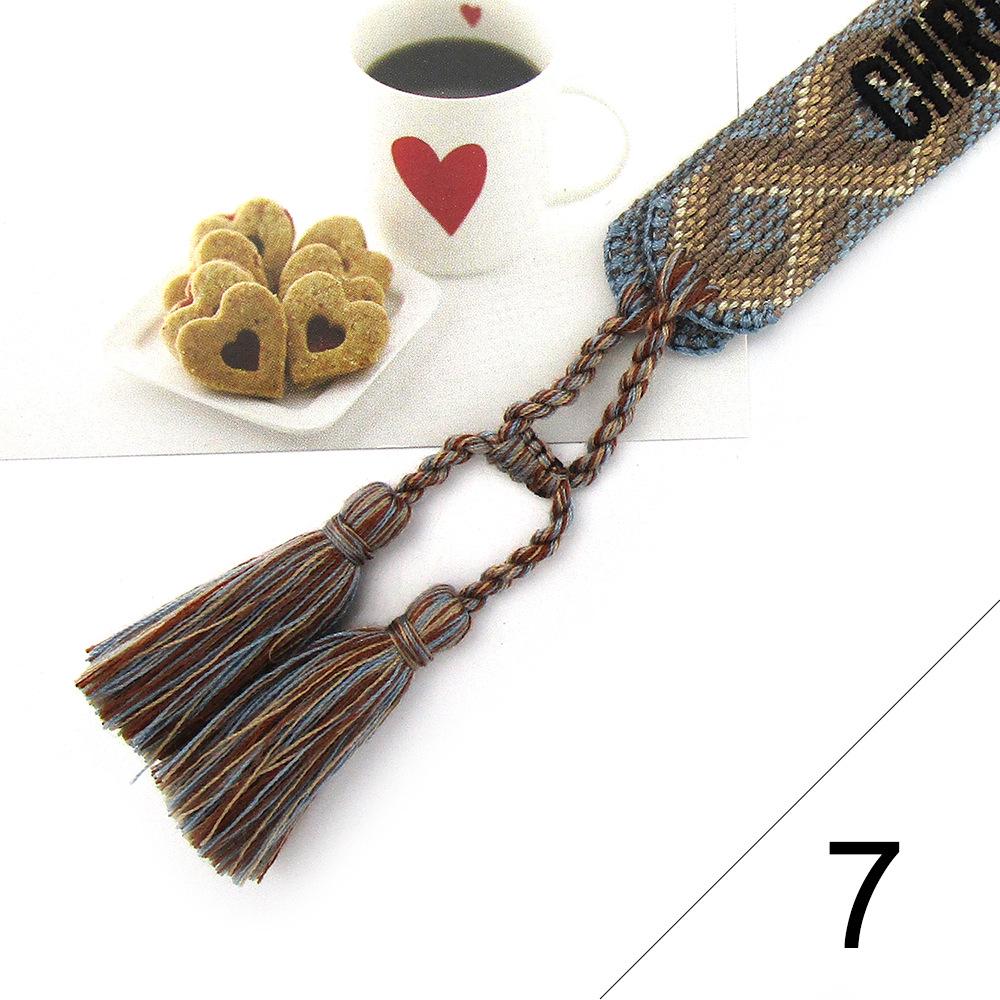 Custom Bohemian Embroidered Bracelet with Tassel and Woven Rope - Handmade Jewelry for Couples and Women