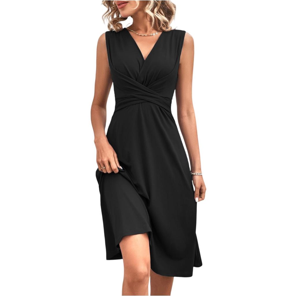 Women's Fashionable Casual Sleeveless V-neck Dress