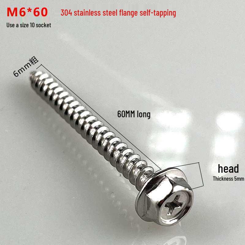 Hex Flange Phillips Self-Tapping Screw with Washer for Wood and Cabinet Installation