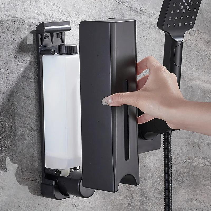 Nail Free Wall Mounted Hotel Bathroom Kitchen Soap Dispenser Wall Mounted Hand Sanitizer Shower Gel Shampoo Press Soap Dispenser