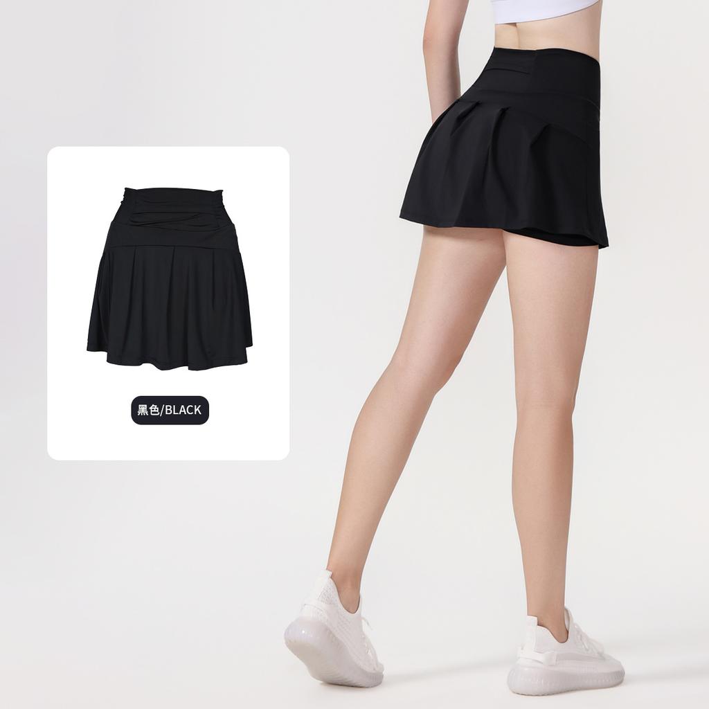 () Sports Tennis Skirt Women'S Anti-Light Fitness Skirt Fake Two-Piece Yoga Quick-Drying Pleated Skirt Shorts