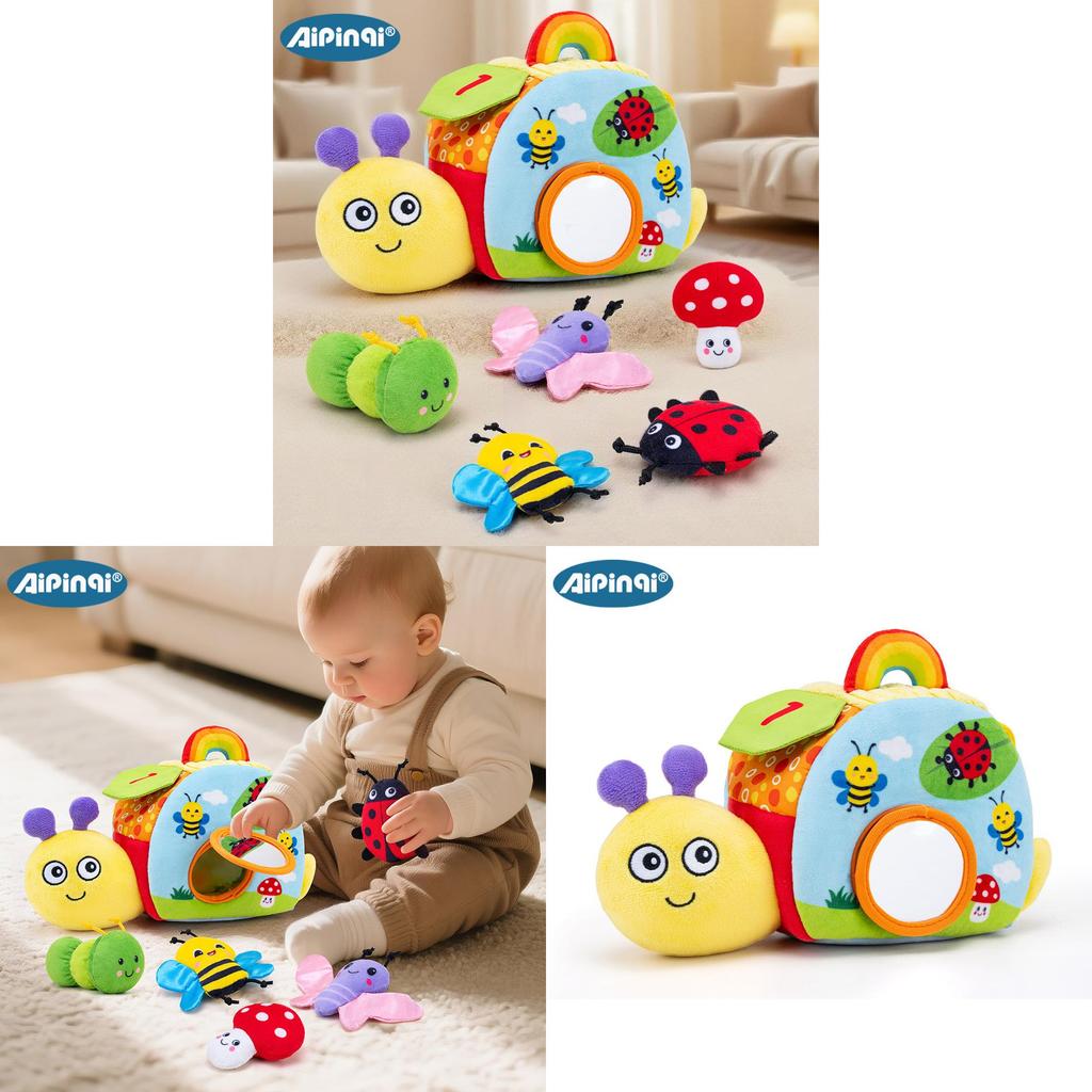 Baby-Schneckenhaus Plüschtier-Set Mit Geräusch und Interaktiven Funktionen Für Sensorische Entwicklung