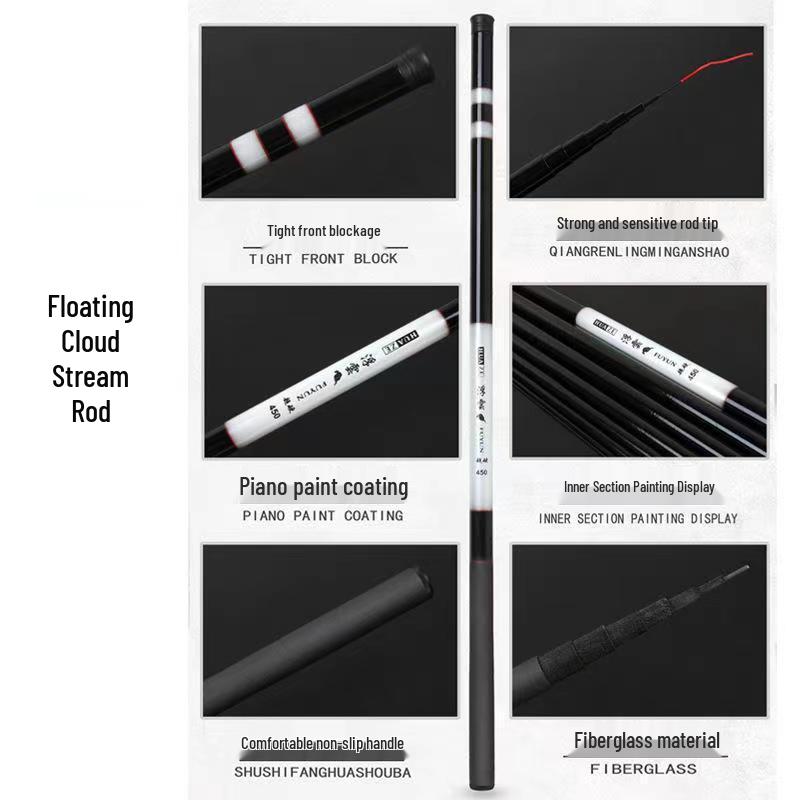 Fiberglass Stream Fishing Rod - Super Hard, Long & Short Sections