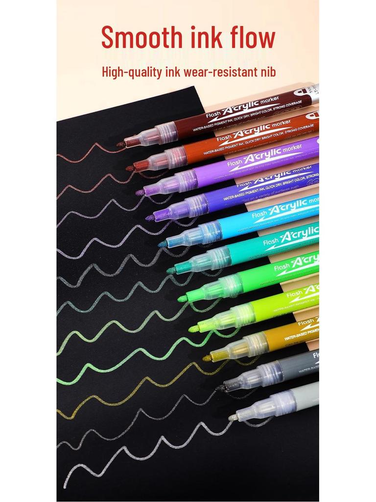 Glitter Acrylic Marker Pen for DIY Graffiti with Fluorescent Watercolor Effects