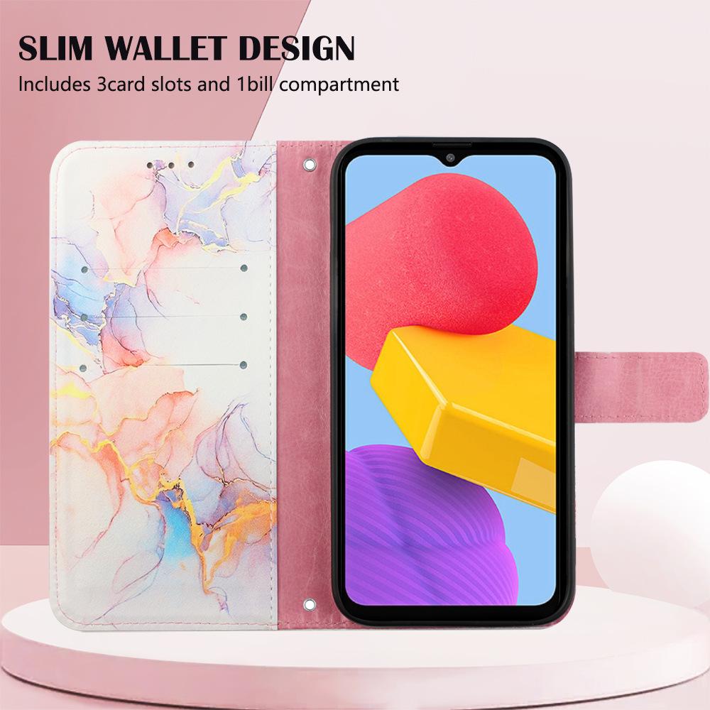 Suitable for Samsung A23 Japanese Version of Marble Flip Leather Case Samsung A22 Magnetic Insertion Card Leather Case