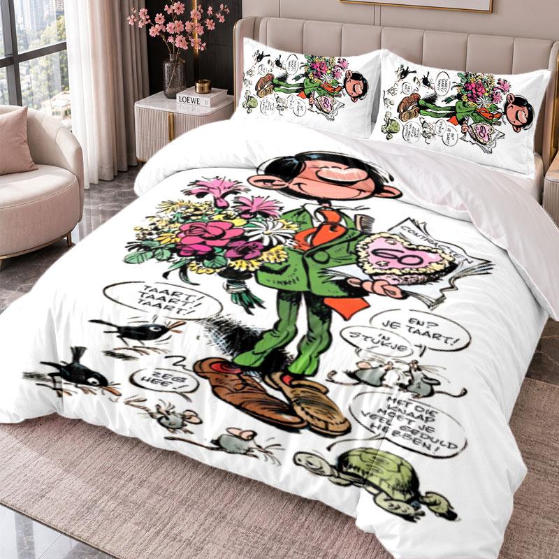 Gaston Lagaffe 3Pcs Bedding Set Duvet Cover With Two Pillowcases For Bedroom Home Decoration