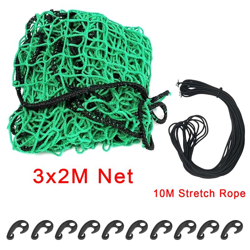 Kraftig lastenett sikkerhetsnett med 10 stk kroker bil universell grønn lastebil lastetilbehør takpolyetylen profesjonell