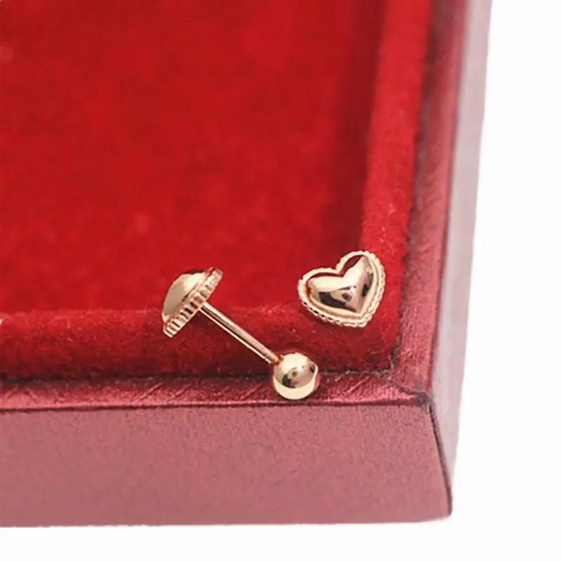 Simplicity Glossy Heart Earings Stud Original Exquisite Earrings for Women Light Luxury Copper Plated Rose Gold Sweet Zircon