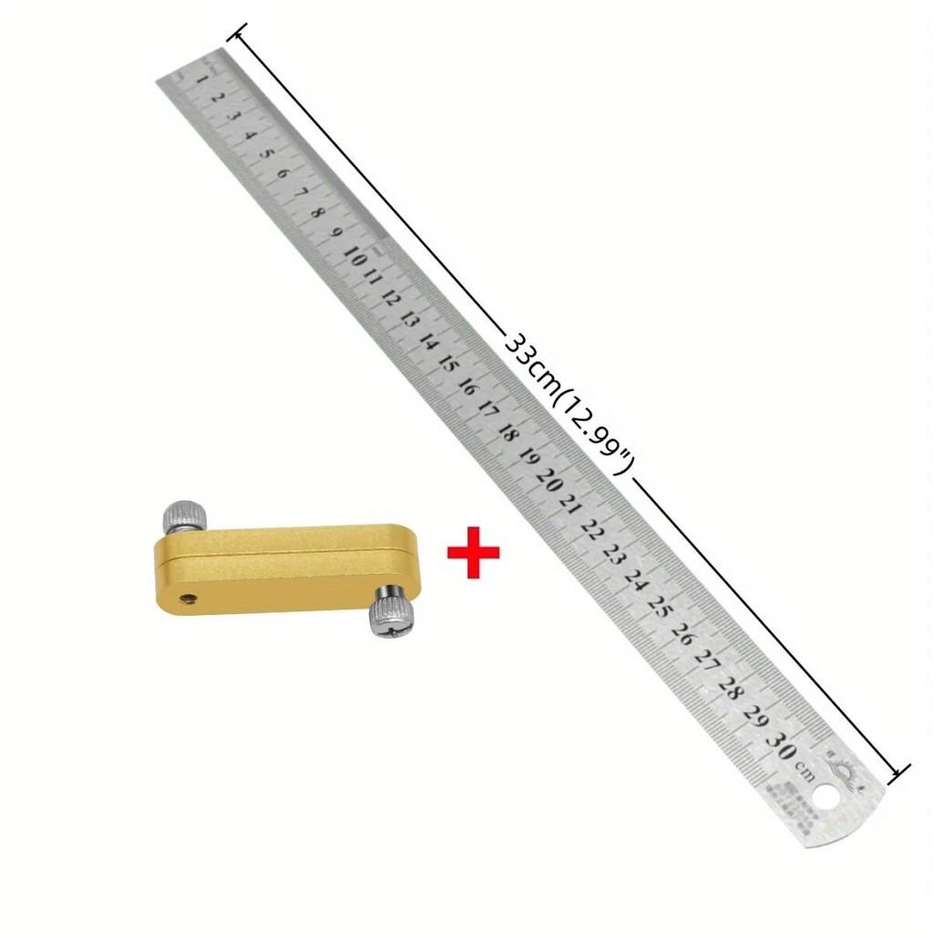 Steel Ruler Positioning Block Stop Carpentry Scriber Line Marking Gauge Ruler Woodworking Scriber Measuring Tool