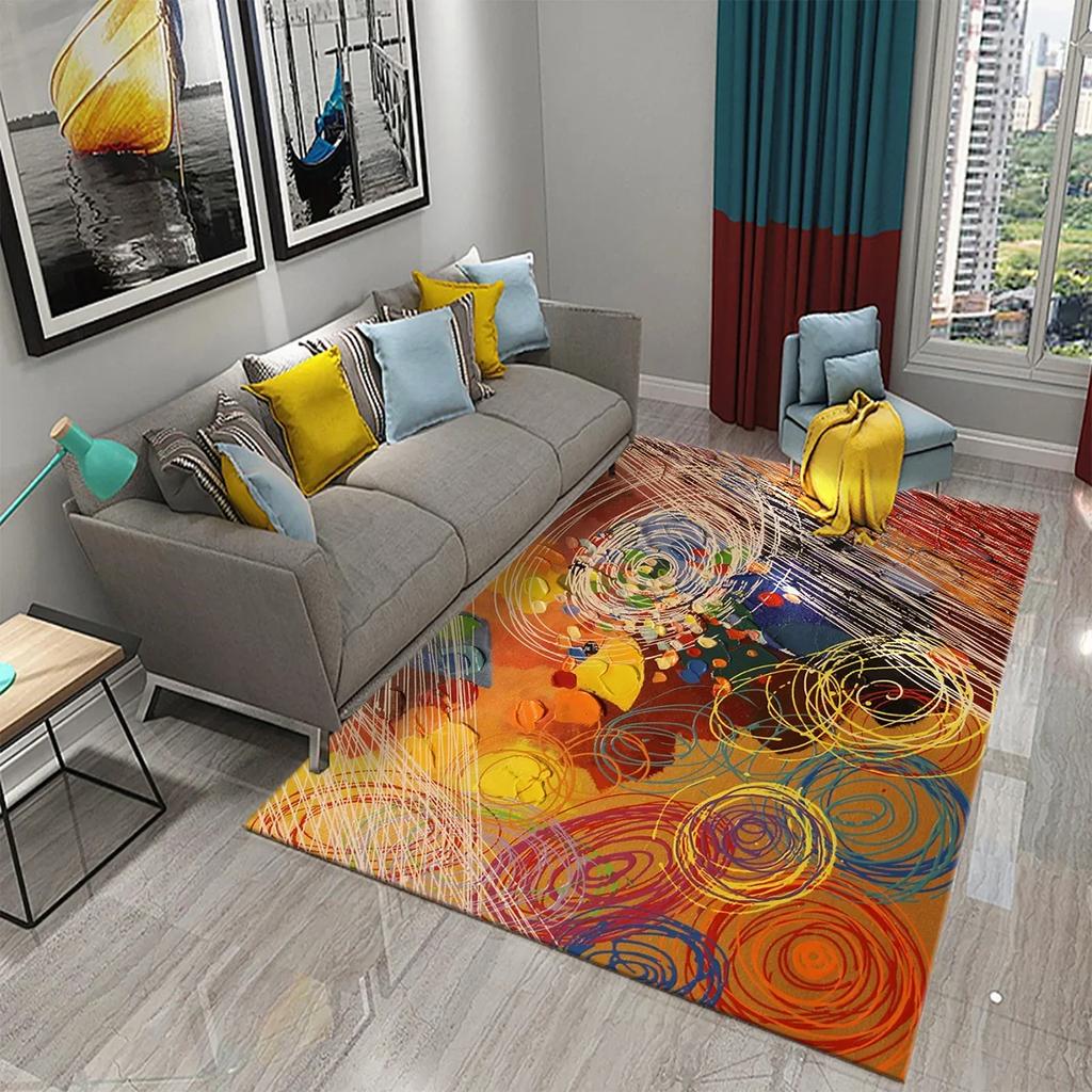 Colorful Surreal Abstract Psychedelic Art Carpet Non Slip Comfort Floor Carpet Home Decor Mat for Living Room Bedroom Area Rugs