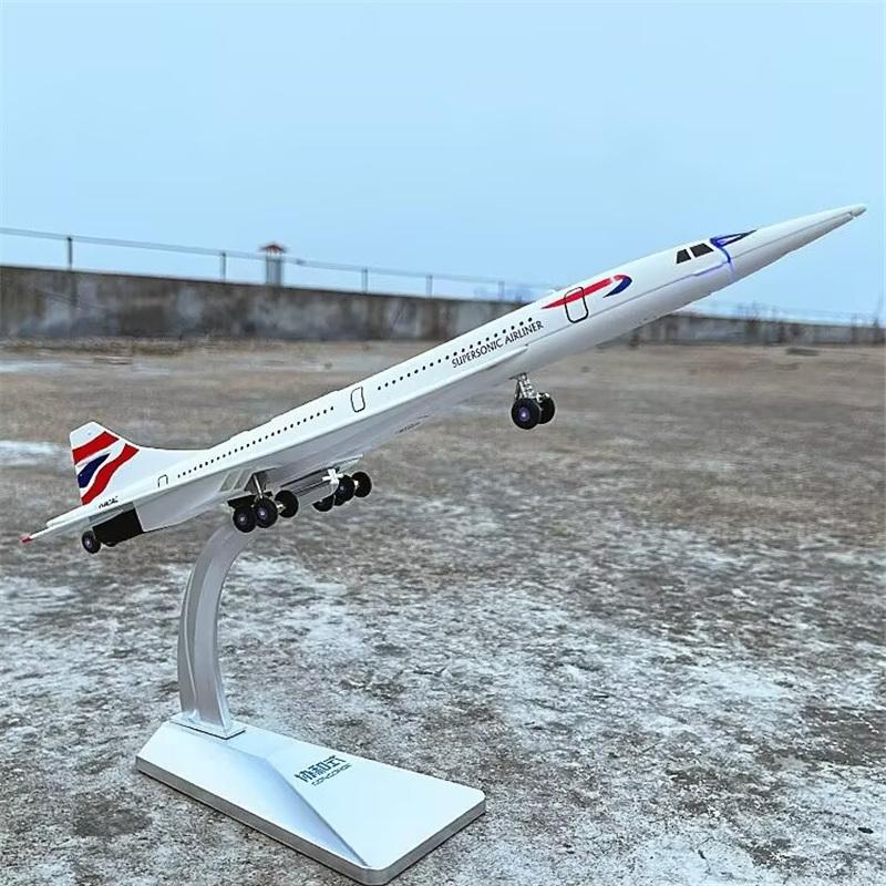 1/168 Alloy Concorde Supersonic Medium Range Airplane Model Metal Civil Passenger Transport Aircraft Model Sound Light Kids Gift