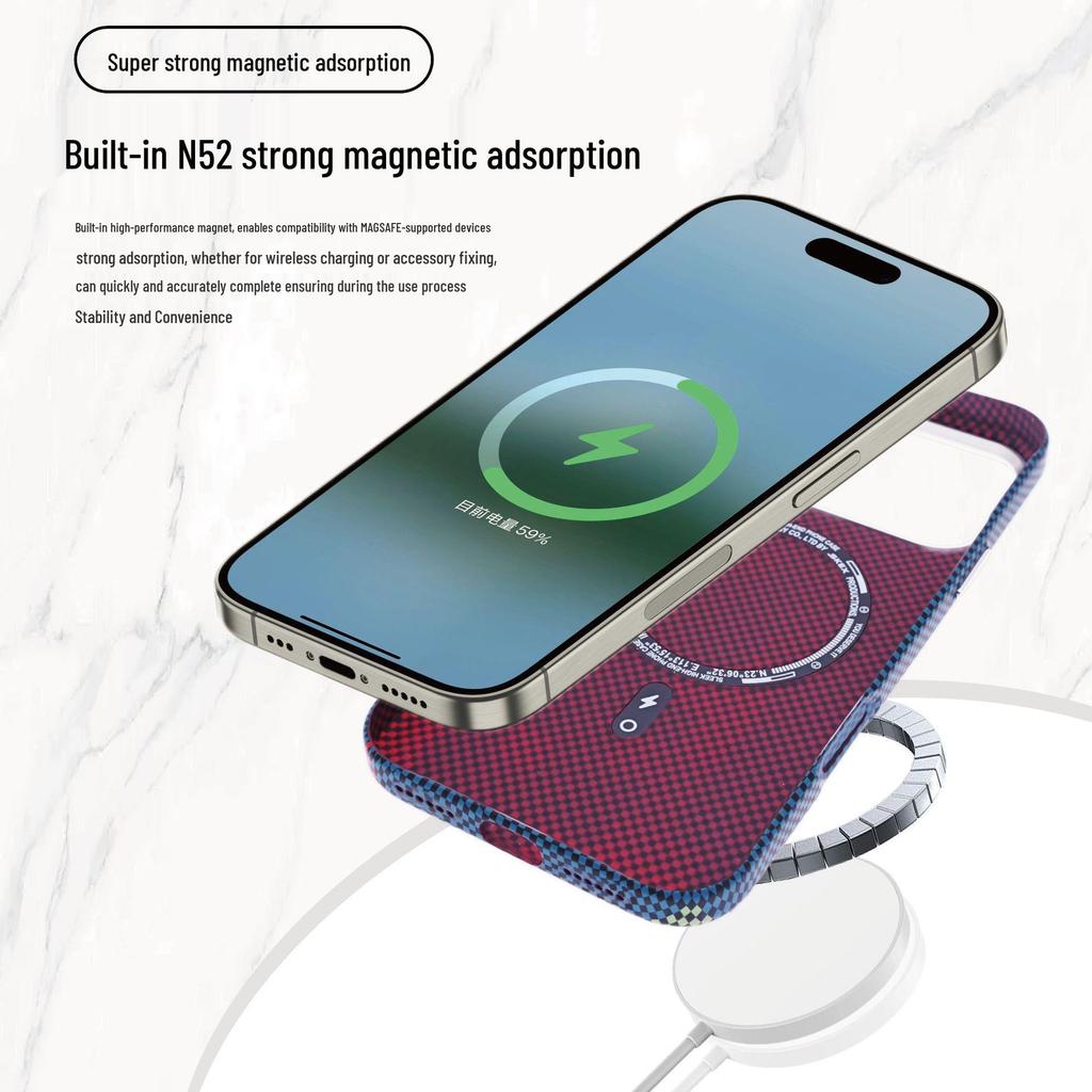 Magnetic Carbon Fiber Texture Case for iPhone 17 Pro Max & Samsung - Russian Tetris Design