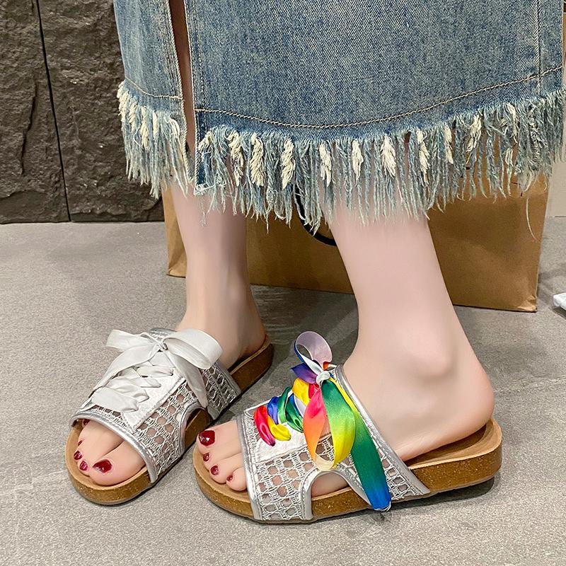 Fashion Shoes Slippers Soft Slipers Women Slides Shale Female Beach Butterfly-Knot Comfort 2025 Summer Sabot Flat Butterfly-knot Casual