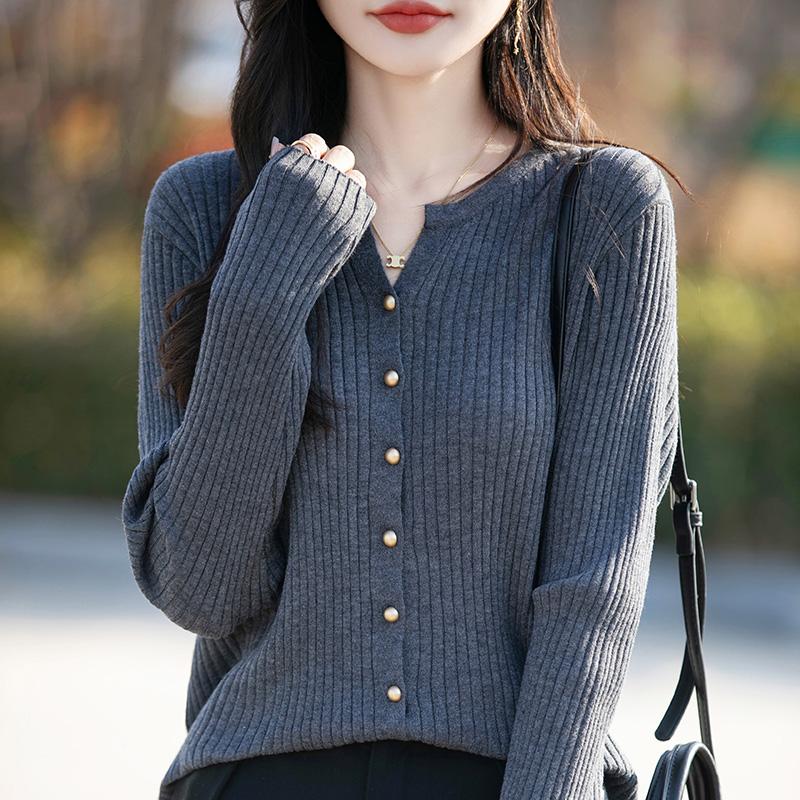 Women's Lightweight 50% Wool 50% Mulberry Silk Cardigan - 4-Season Versatile Knitwear for All-Year Comfort & Style