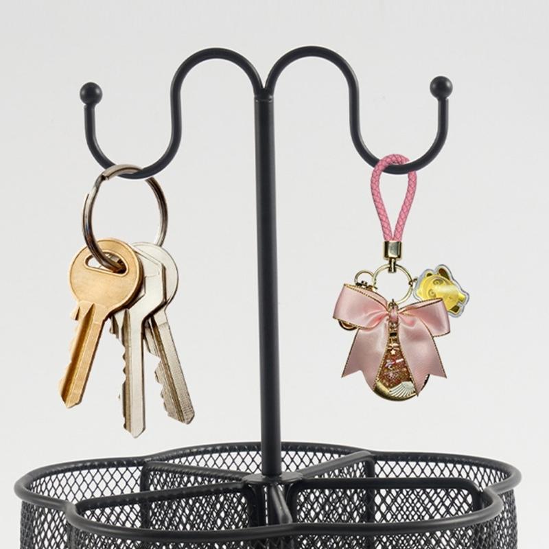 Multifunctional Office Desk Organisers Pen Holder with Keychain Hook, Mesh Pen Holder Space Saving Desk Pen Organiser