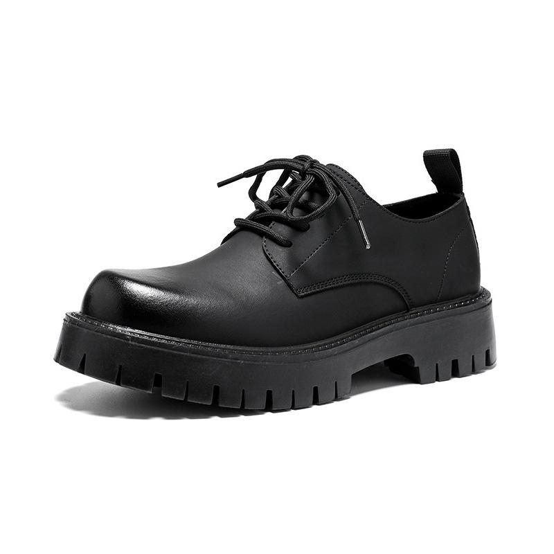 Leather Shoes Men's British Style Platform Casual Derby Shoes Dress Business Premium Wedding Black 4135-W