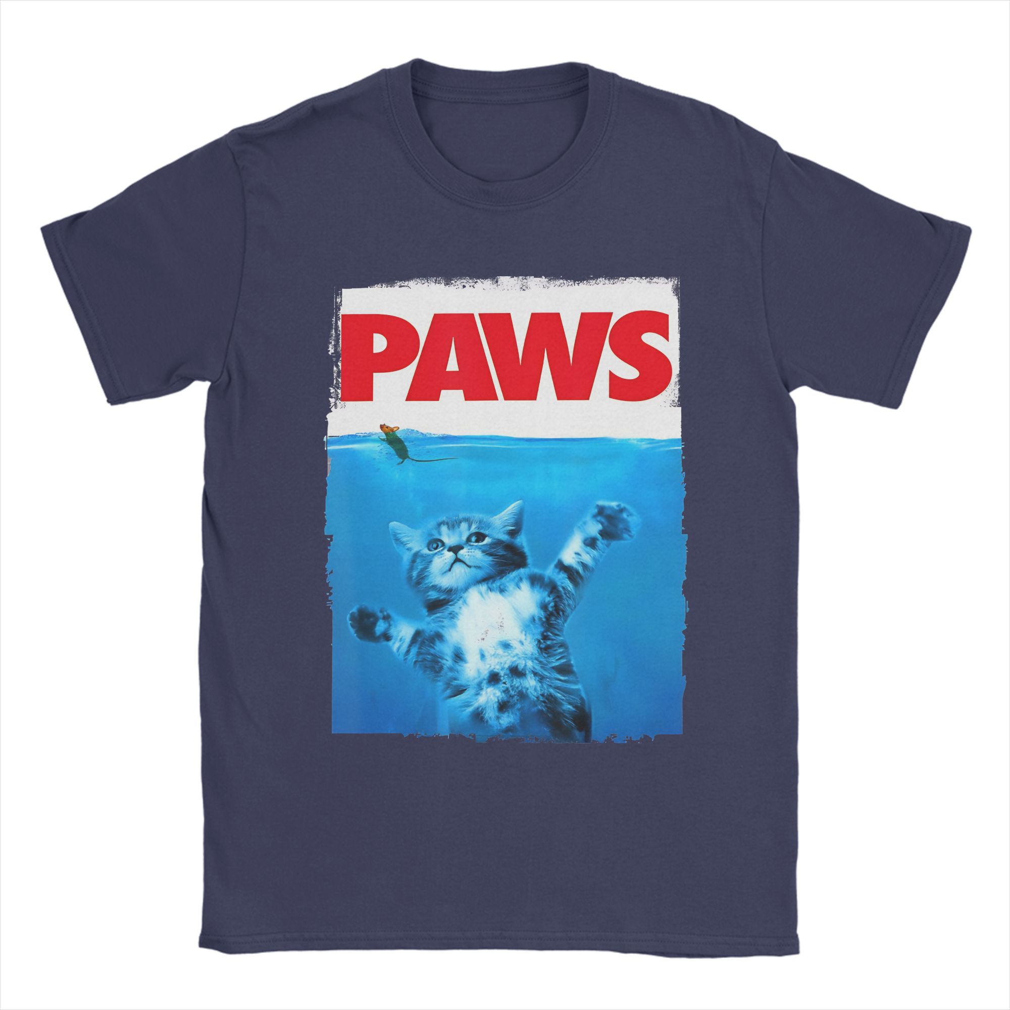 

Paws Cat and Mouse Top Parody T Shirts Men Cotton Vintage T-Shirts Round Collar Tees Short Sleeve Tops Plus Size 4XL