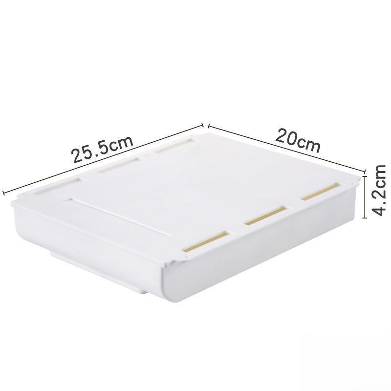 1-Pack White Self-Adhesive Under-Drawer Storage Box – Hidden Desk Organizer for Makeup, Pencils & Small Items