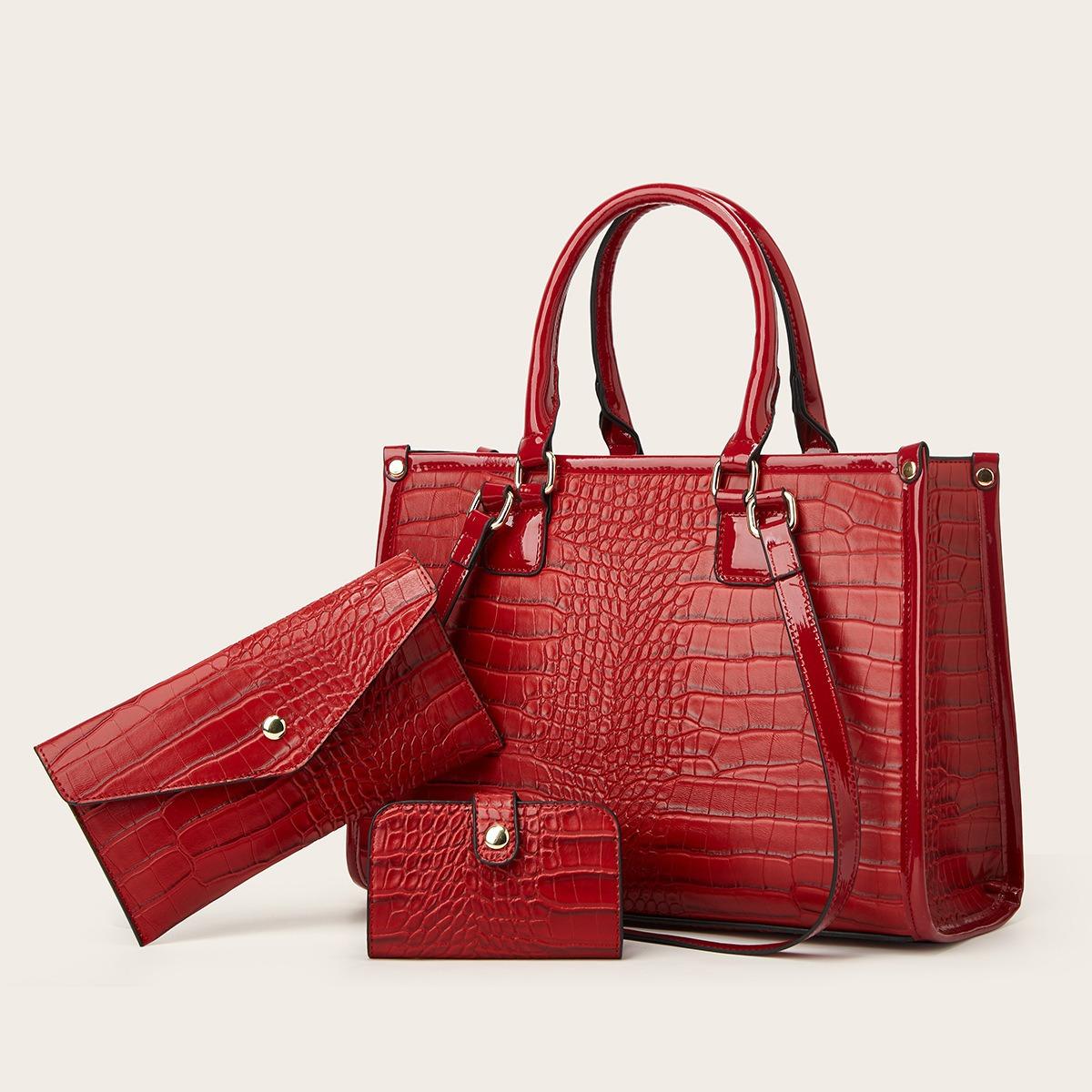 

Модный универсальный трехкомпонентный набор с крокодиловым узором, трансграничная европейская и американская торговля, через плечо