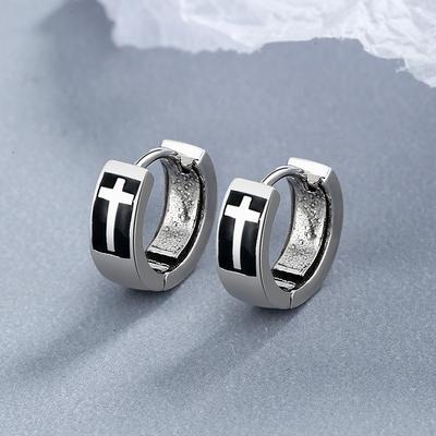 Korean Version of Korean Fashion Imitation Thai Silver Earrings Earrings Cross Women's Models