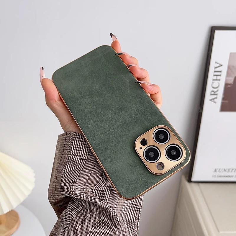 Apple 17ProMax Lambskin Electroplated iPhone16 Drop-proof Leather Texture Case