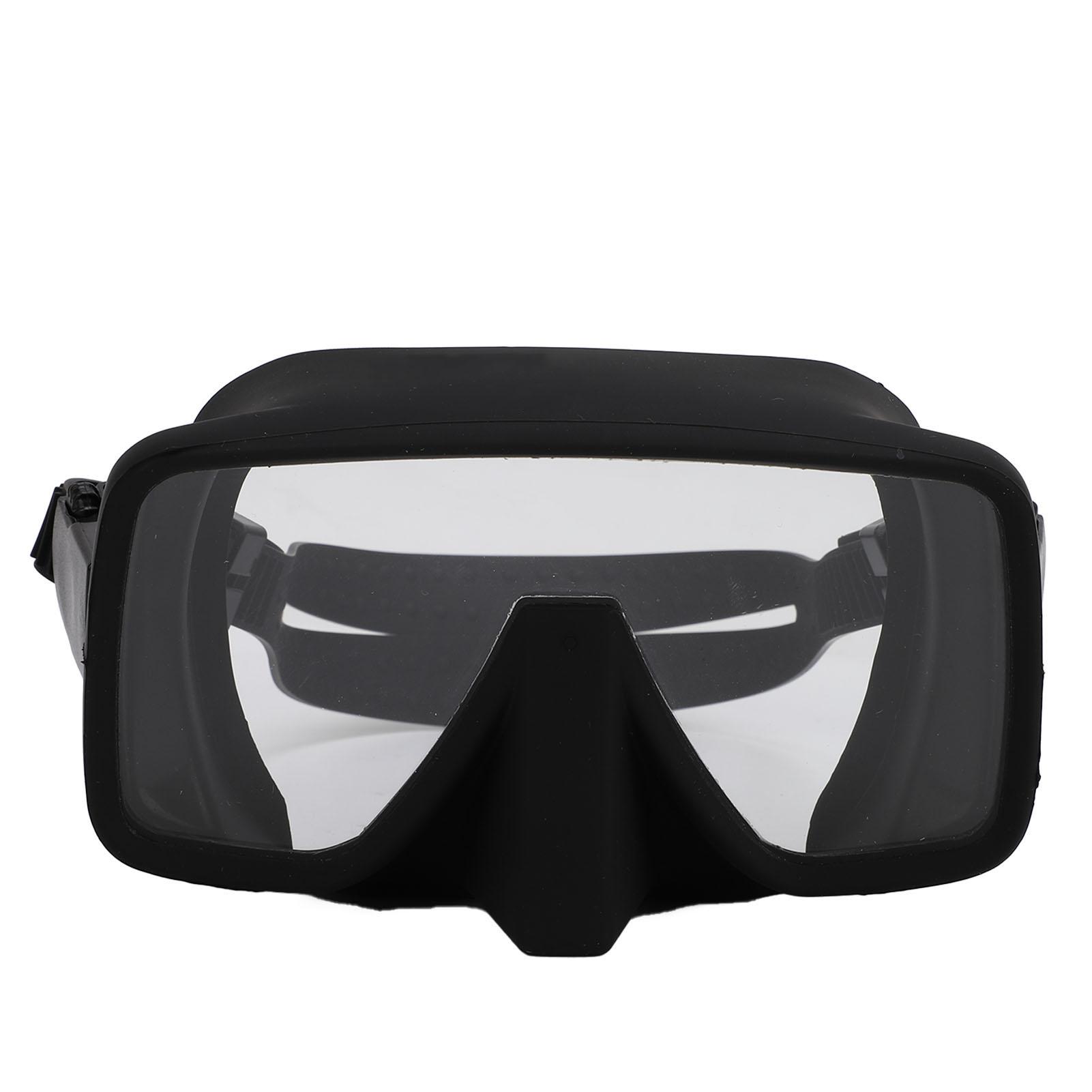 

Diving Goggles Black Silicone Tempered Glass ABS HD Leak Proof Powerful Sealing Shatterproof Snorkeling Goggles for
