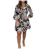 Women's Summer Fashion Printing Sexy V Neck Short Sleeve Beach Flowy Party Skirt