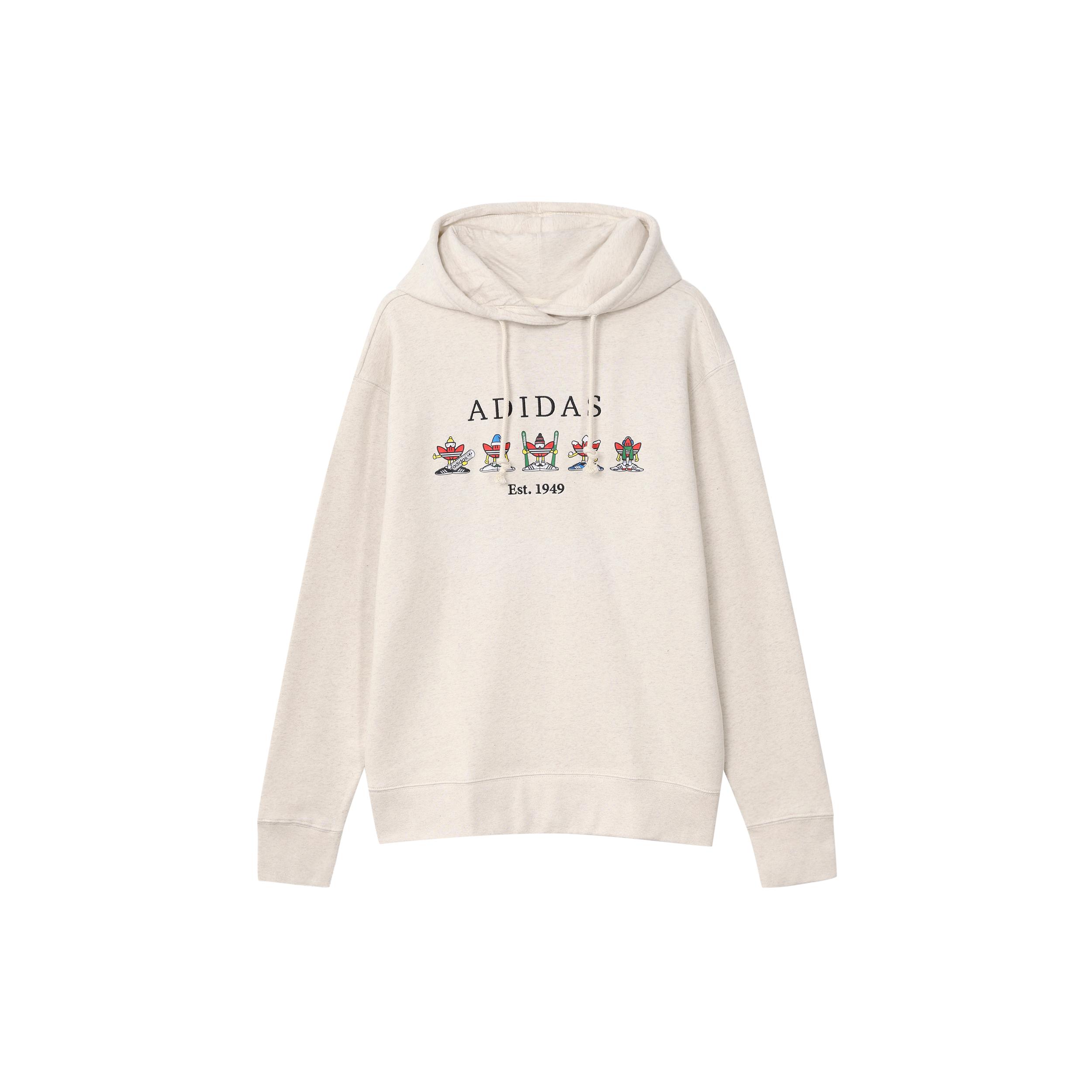 Свитшоты Adidas Originals Унисекс Желтый Белый С капюшоном Средний Обычный HK7445 S