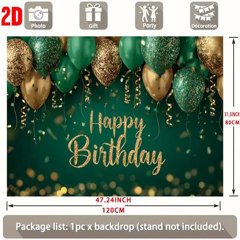 

2D Sparkle Confetti Happy Birthday Backdrop Banner for St. Patrick s Party Supplies 47.2x31.5inch/120*80cm