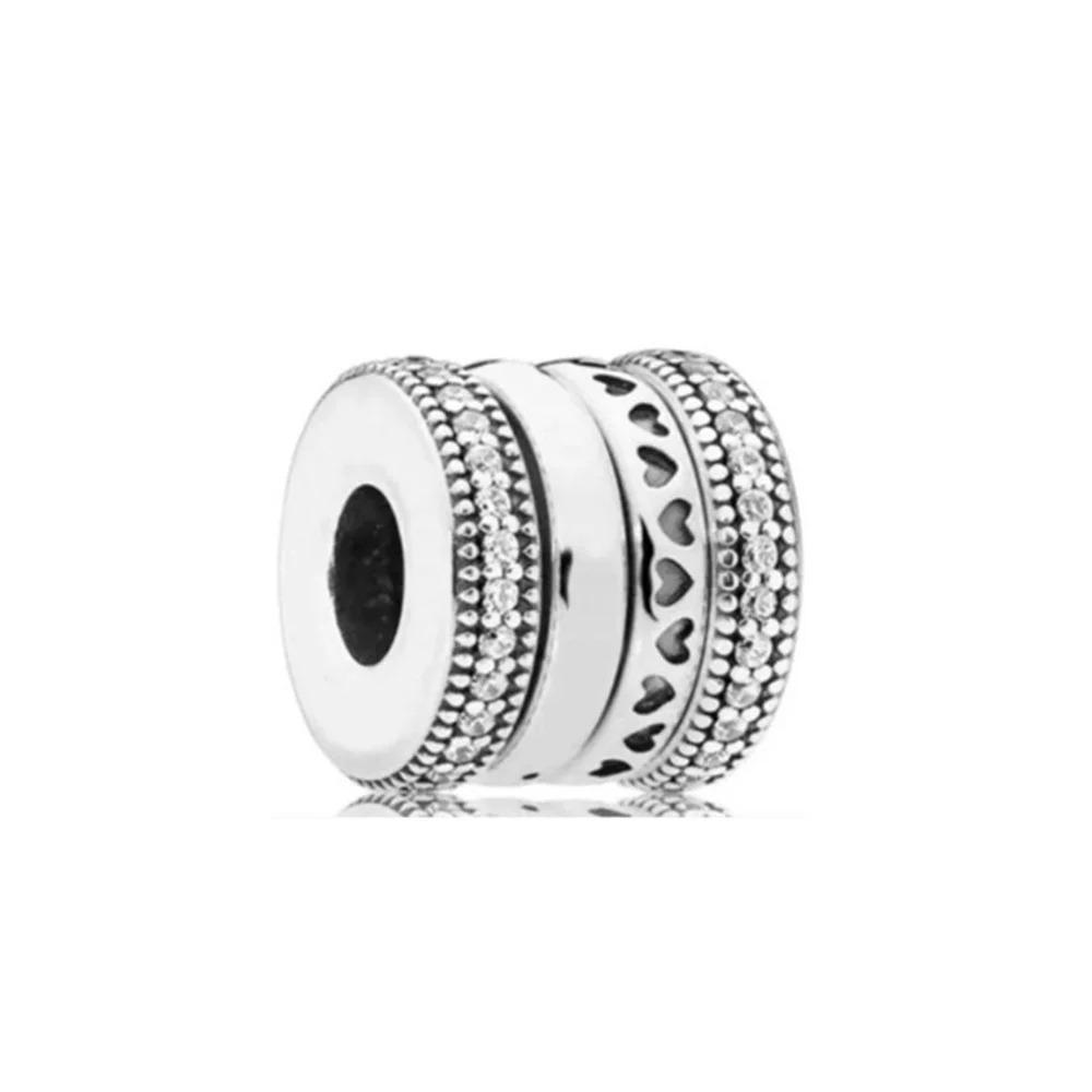 New 925 Silver Heart Spacer Beads for DIY Bracelet Fashion Jewelry Women Accessories Openwork Charm