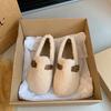 Fashion Spring Fall One Foot Stirrup Soft Bottom Furry Shoes Women Winter Outer Wear Korean Gentle Fairy Wind Soybean Shoes Padded Cotton Shoes