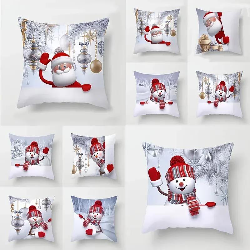 45*45cm Decorative Cushion Cover Christmas Santa Claus Pillow Cover Christmas Decoration Pillowcase Cushions For Sofa Home Gifts