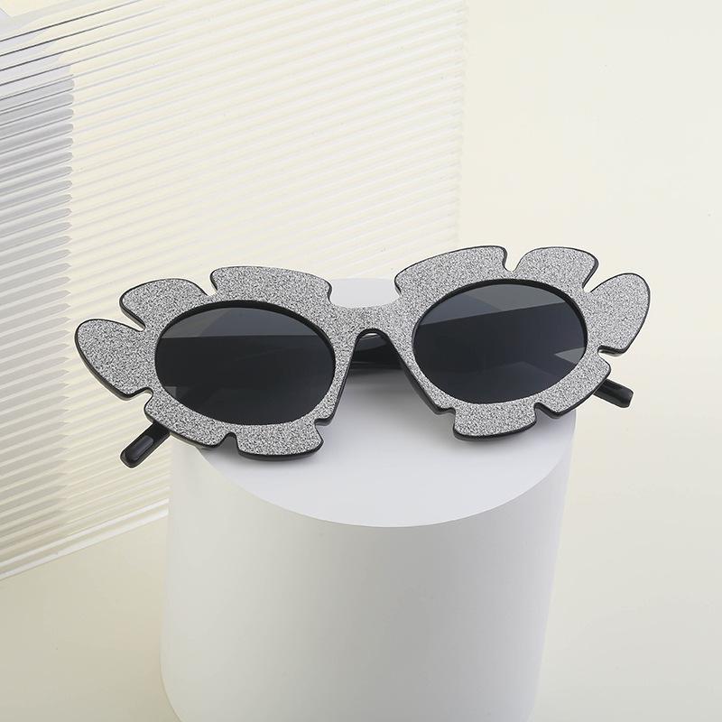 Personalized Glitter Flower Sunglasses Women'S Irregular Sunglasses Women'S Funny Decorative Glasses