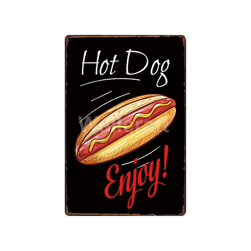[ WellCraft ] Fast Food Hot Dog Ice Cream Pizza Coffee Metal Sign Wall Plate Pub Bar Vintage Painting Personality Decor LT-1723