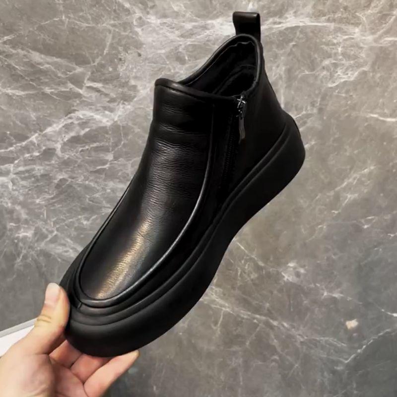 

Мужские кожаные кроссовки на флисовой подкладке - Повседневный деловой стиль с мягкой подошвой 38